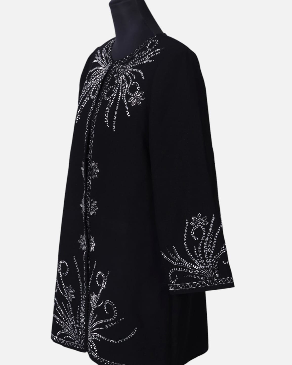 Black Jacket Coat with Embroidery Georgette Fabric