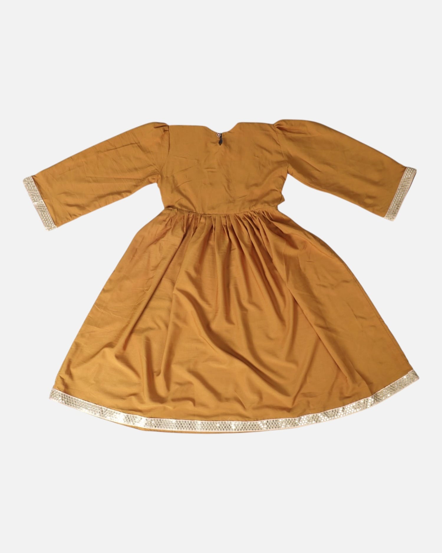 Handmade Embroidered Dress: Mustard Ethnic Kaftan, Wedding & Party Wear