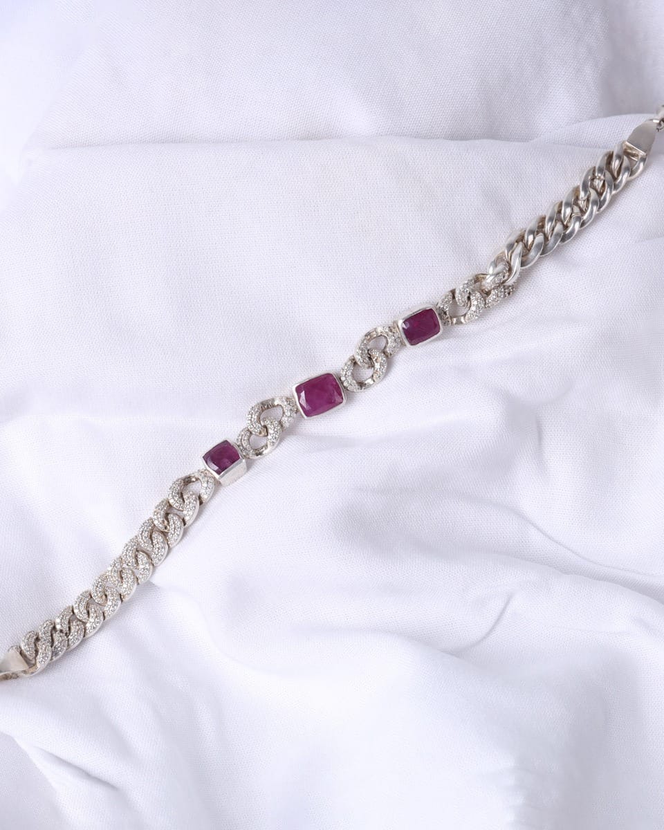 Narena Ruby Bracelet in Silver Husna
