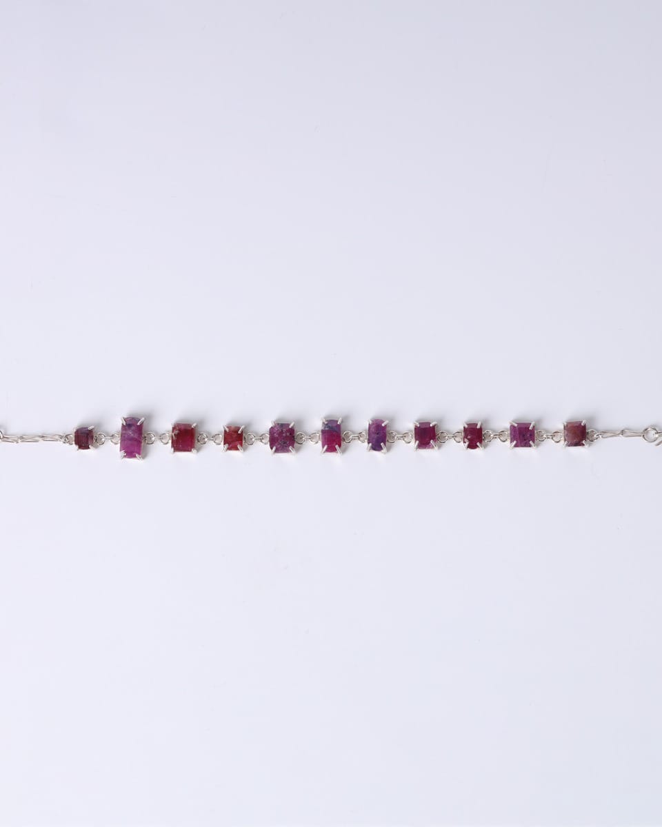 Red Ruby Bracelet – Silver Elegant Chain