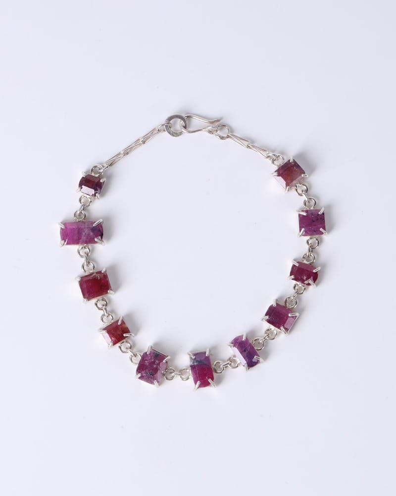 Red Ruby Bracelet – Silver Elegant Chain