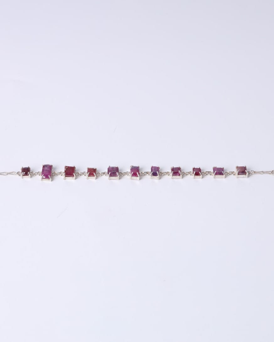 Red Ruby Bracelet – Silver Elegant Chain
