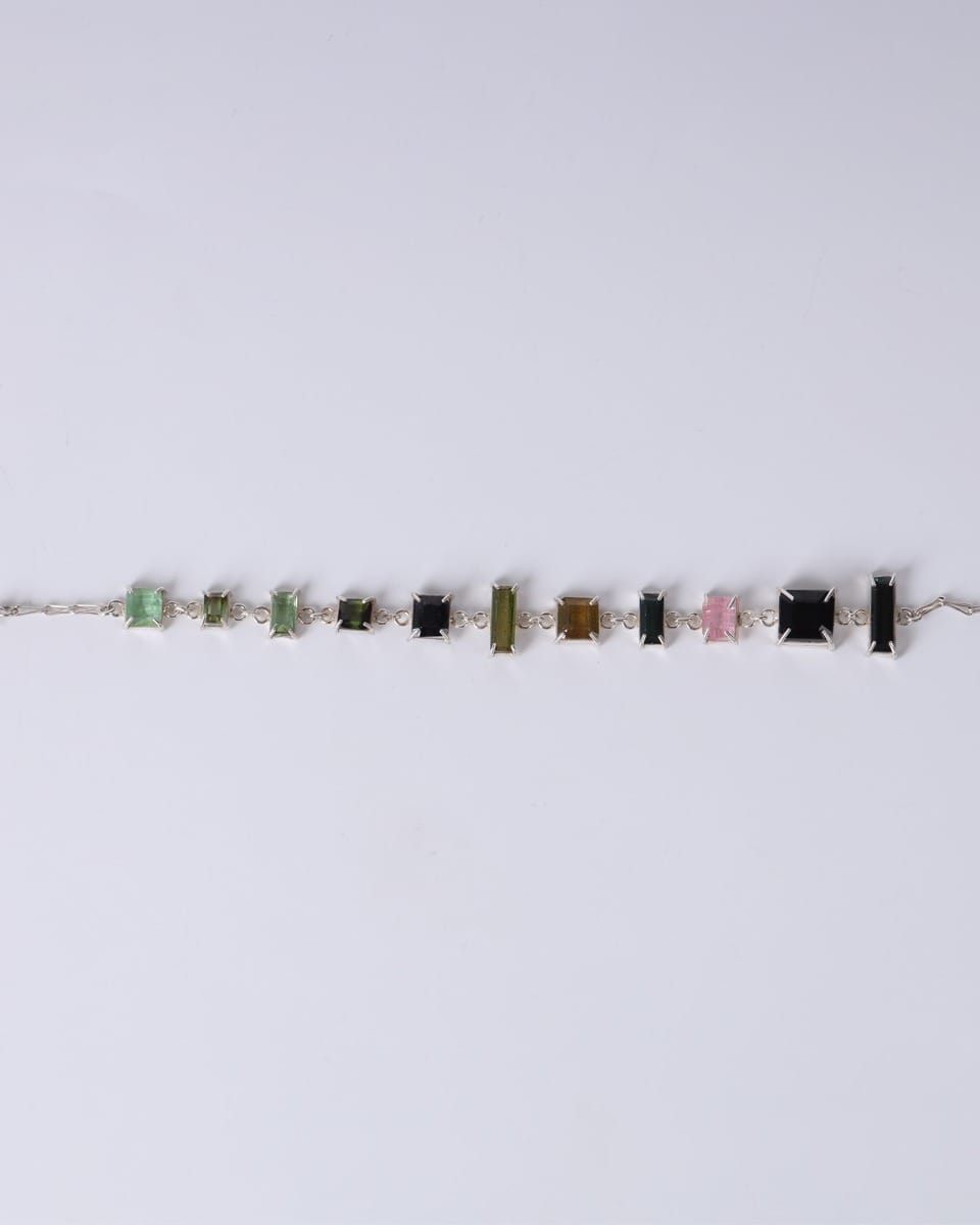 Multicolor Tourmaline Silver Bracelet – Elegant Gemstone Chain
