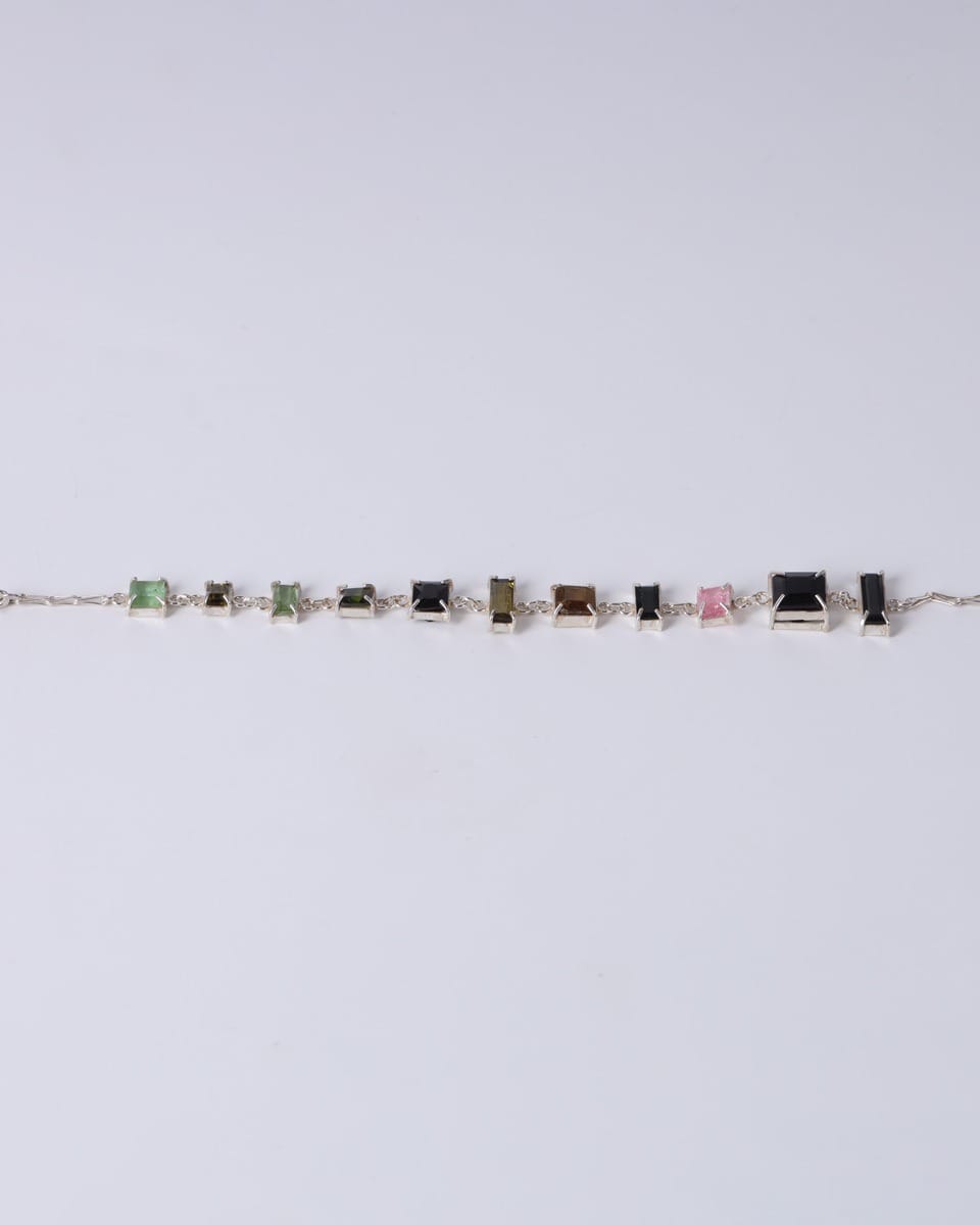 Multicolor Tourmaline Silver Bracelet – Elegant Gemstone Chain