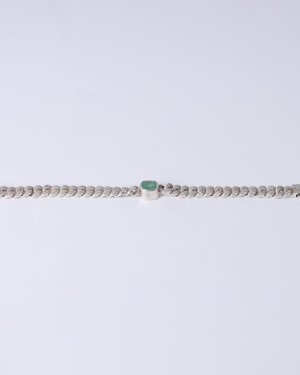 Emerald Silver Luxury Bracelet – 4CT Statement Chain