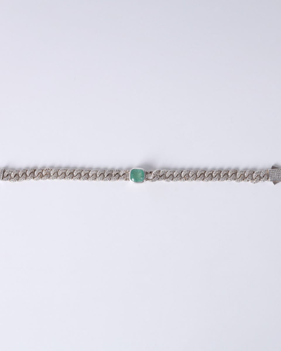 Emerald Silver Luxury Bracelet – 4CT Statement Chain