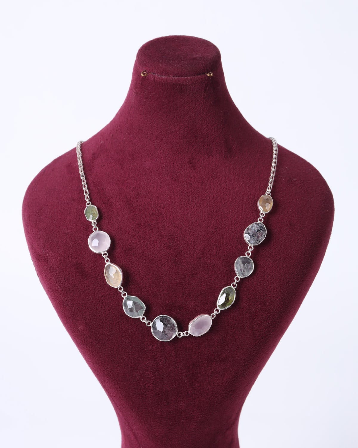 Emerald Silver Jewelry Set, Necklace & Bracelet