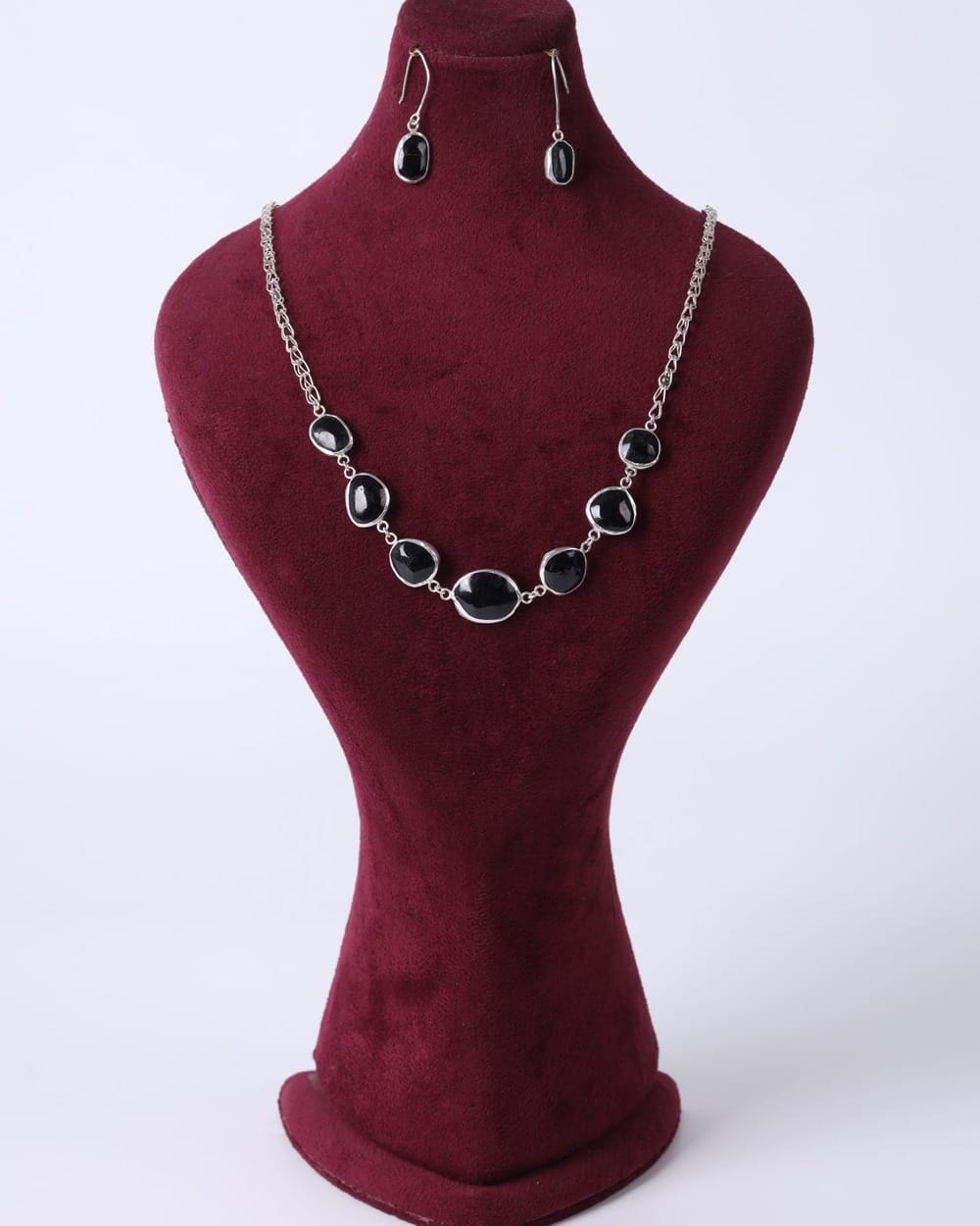 Black Tourmaline Silver Necklace & Bracelet Set