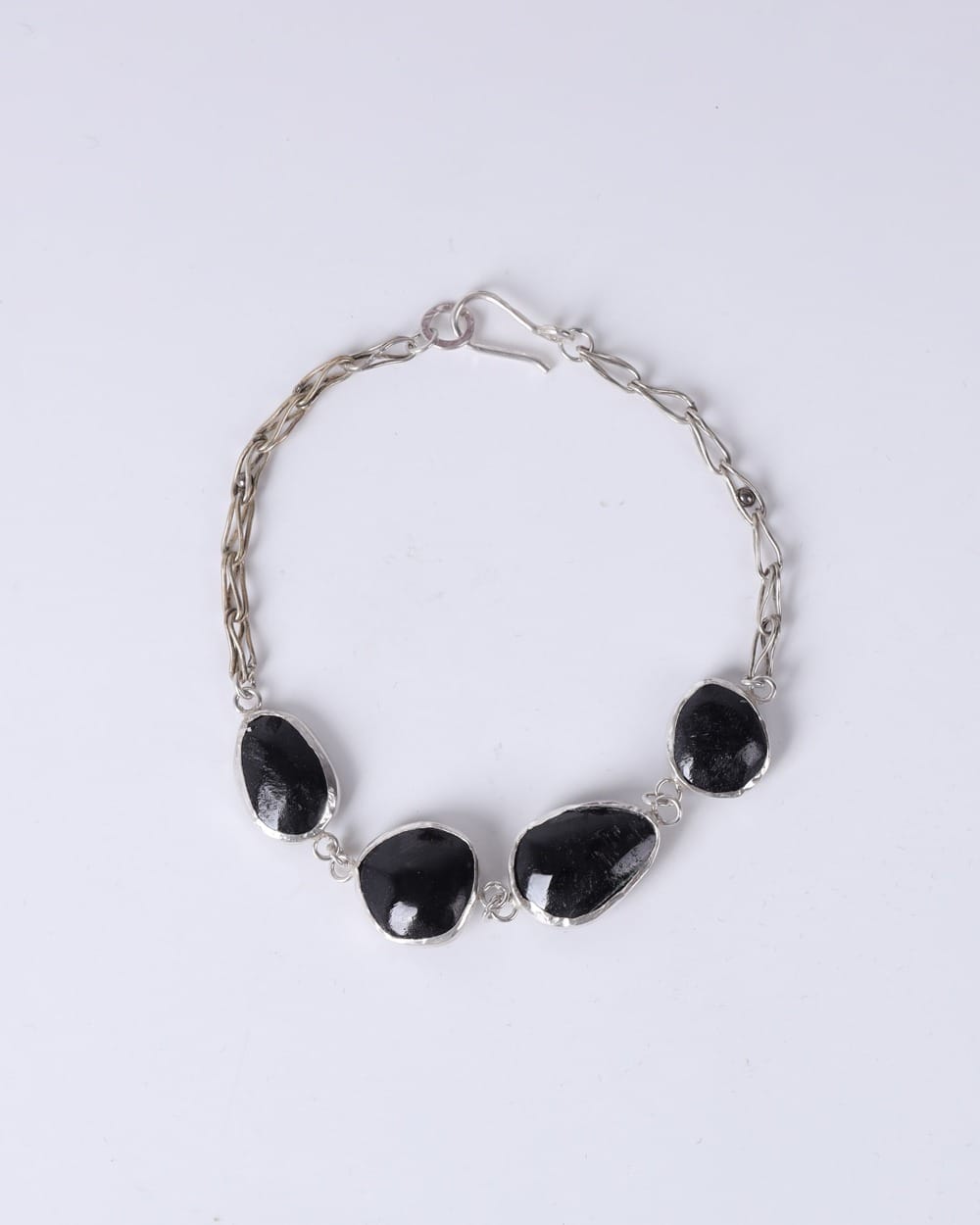 Black Tourmaline Silver Necklace & Bracelet Set
