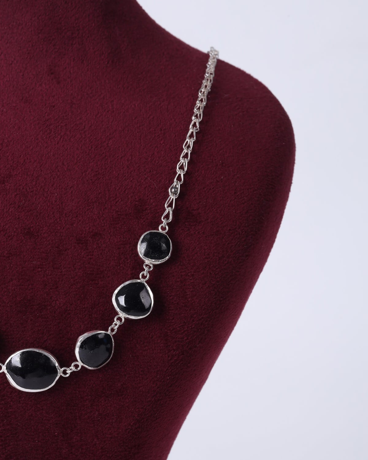 Black Tourmaline Silver Necklace & Bracelet Set