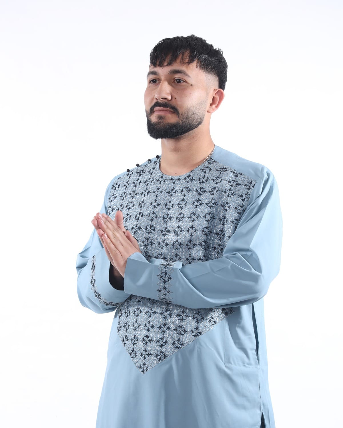 Sky Blue Men Afghani Embroidery Al Noor Cloths