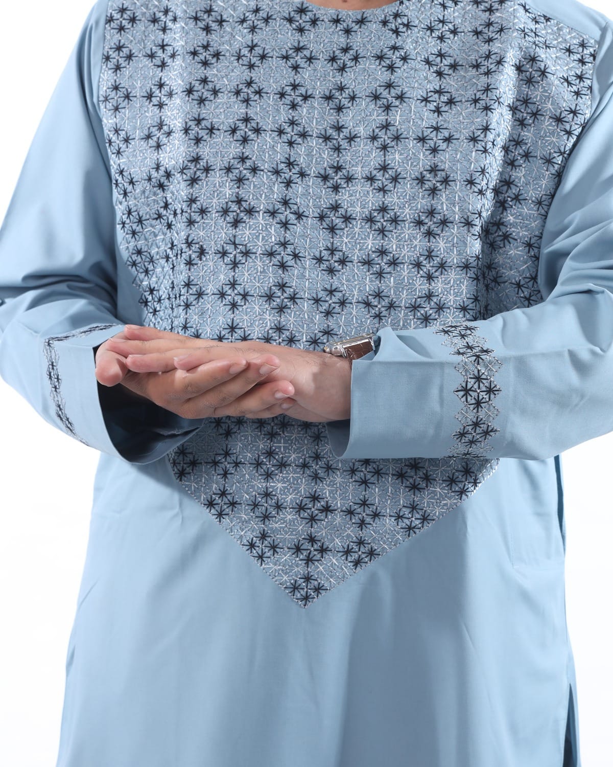 Sky Blue Men Afghani Embroidery Al Noor Cloths