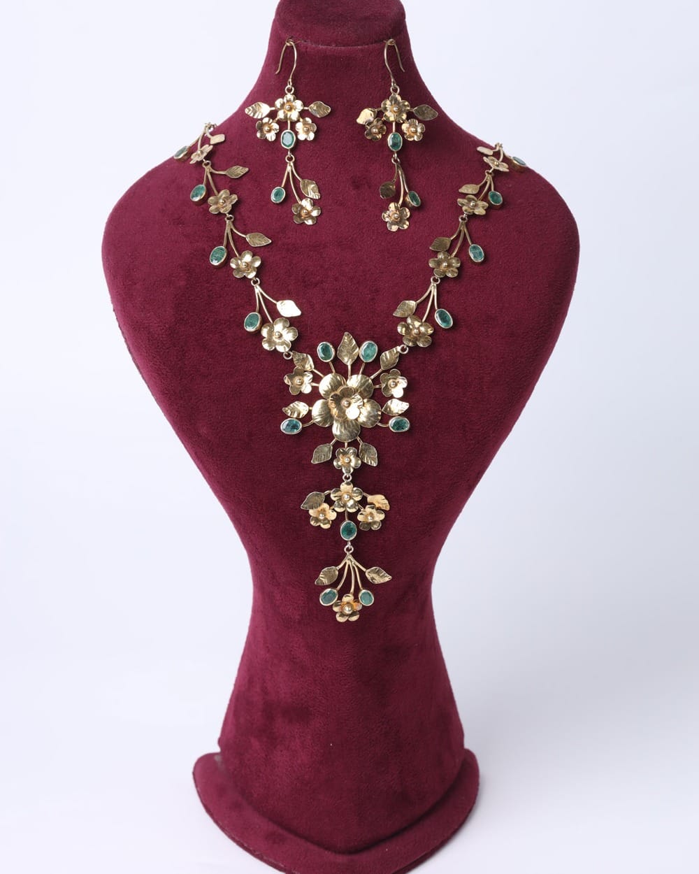 Emerald Necklace, Earrings, and Bracelet Set