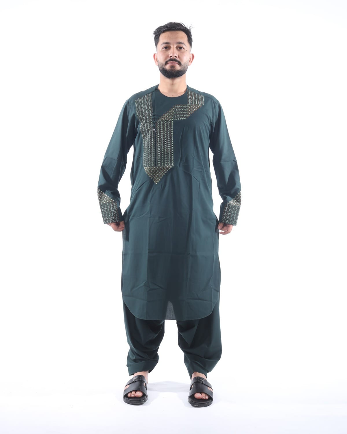 Qasimi Men Style Embroidery in Grace Fabric with Shawl