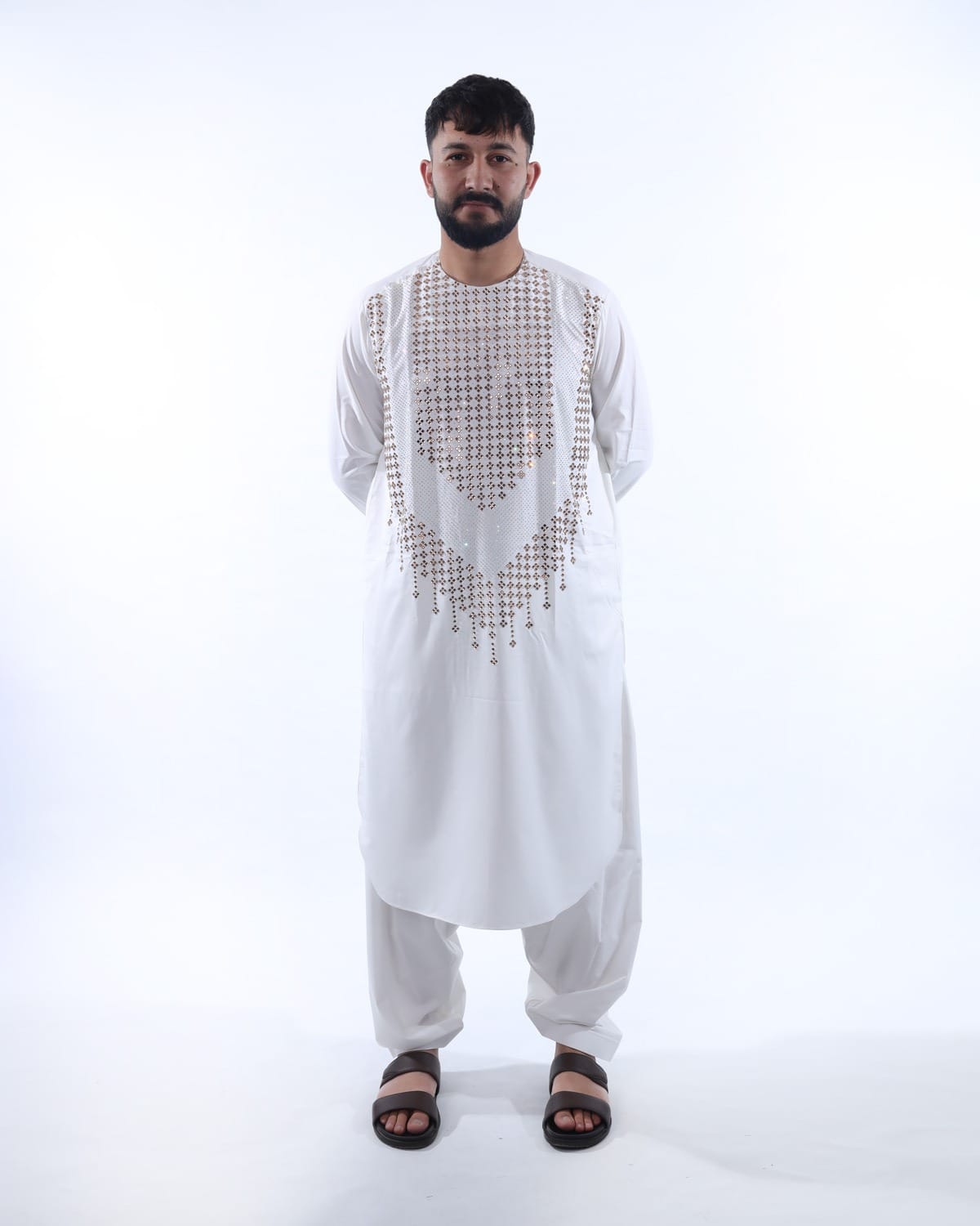 Men Crystal Embroidery Pehran Tumban Style Clothes
