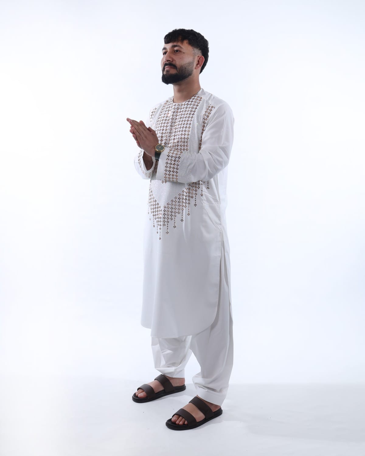 Men Crystal Embroidery Pehran Tumban Style Clothes