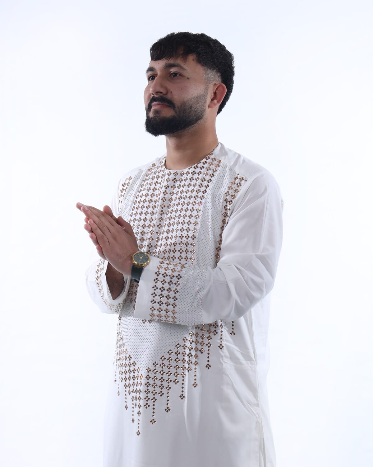 Men Crystal Embroidery Pehran Tumban Style Clothes