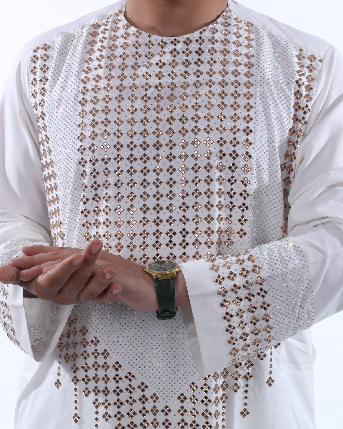 Men Crystal Embroidery Pehran Tumban Style Clothes