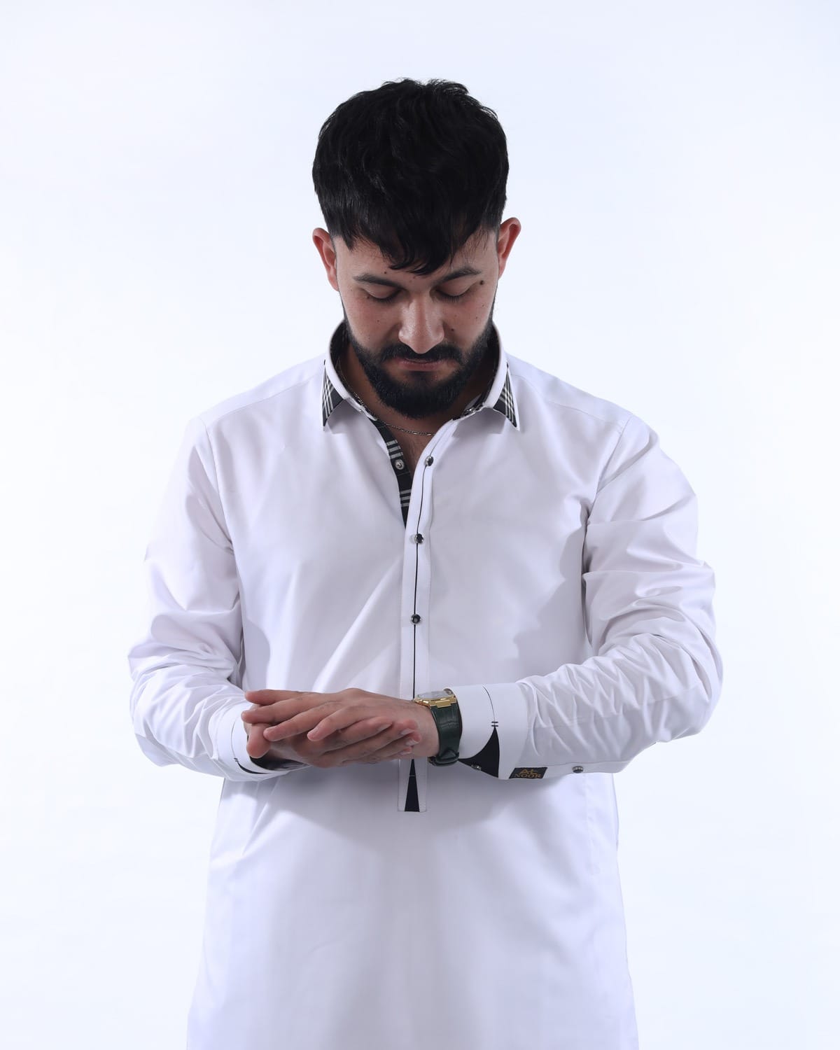 Men Collar Design Indian Pehran Tumban White Cloth Stylish Afghan Wear