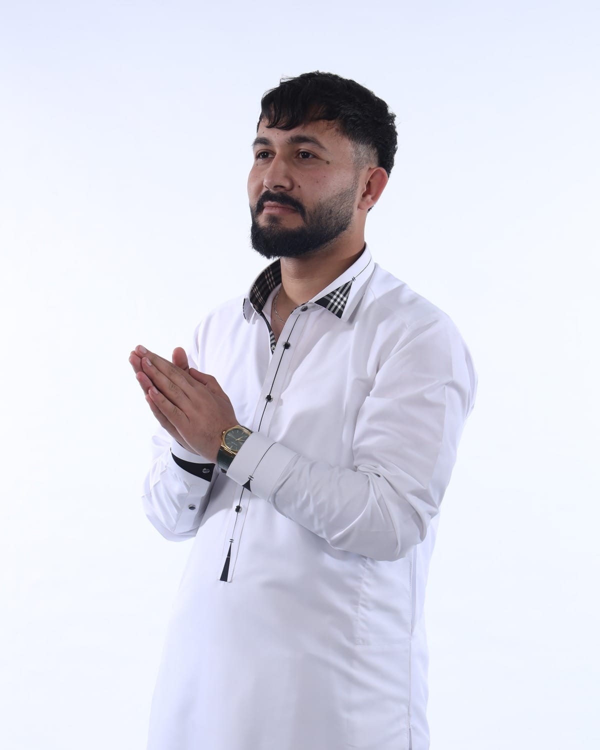 Men Collar Design Indian Pehran Tumban White Cloth Stylish Afghan Wear