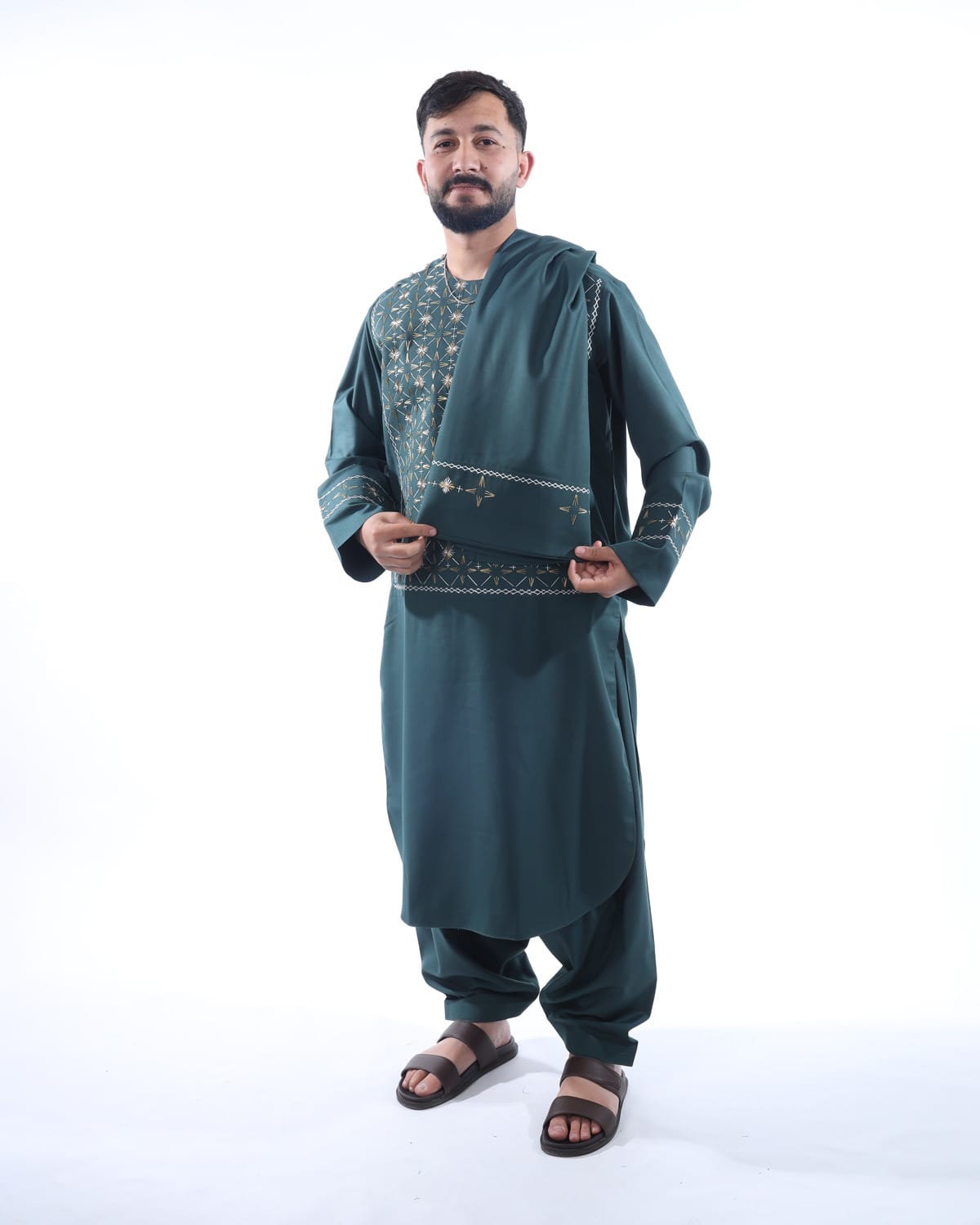 Men Embroidery Afghani Sena Pur Pehran Tumban Cloth with Shawl