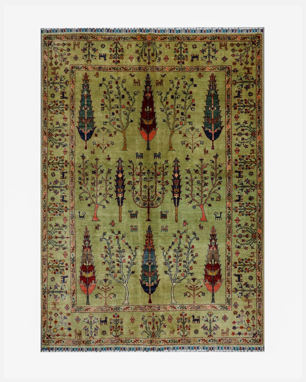 Dirakhti Handmade Wool Carpet, Afghan Floral Tree Design Rug