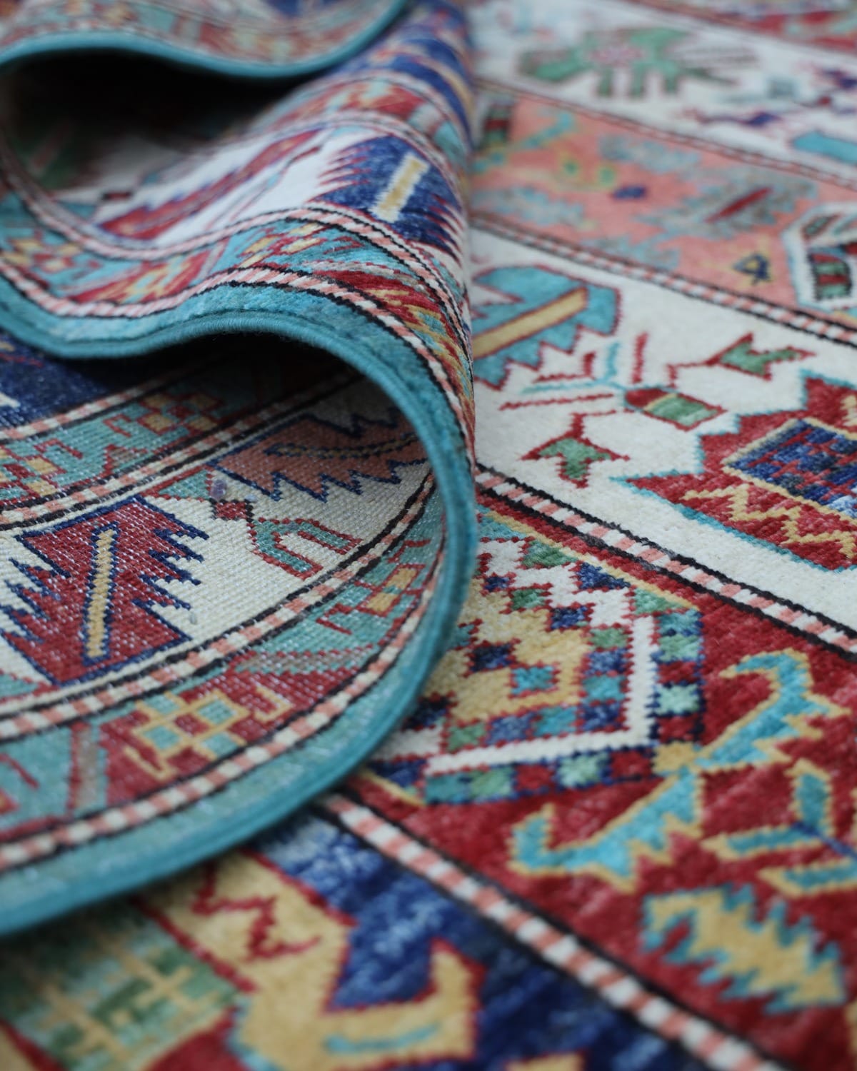 Shaal Handmade Wool Carpet For Living Room – Afghan Geometric Design