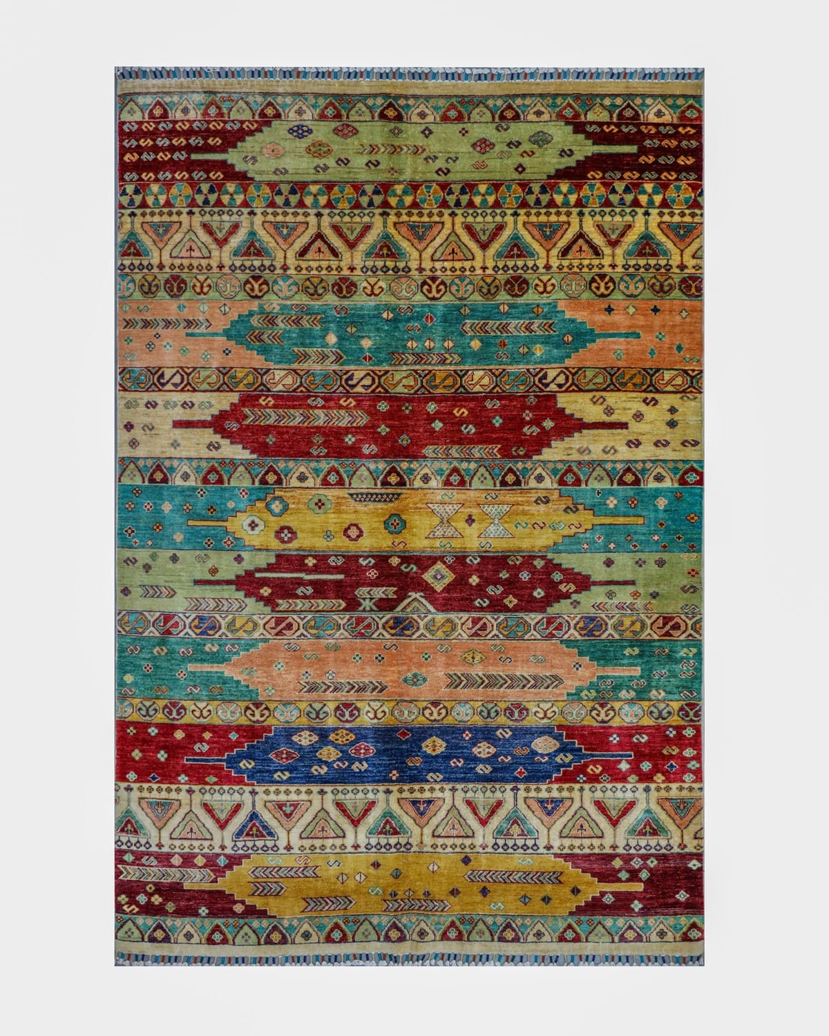 Wool Carpet – Handmade Multi Color Design 7.84x5.74 ft