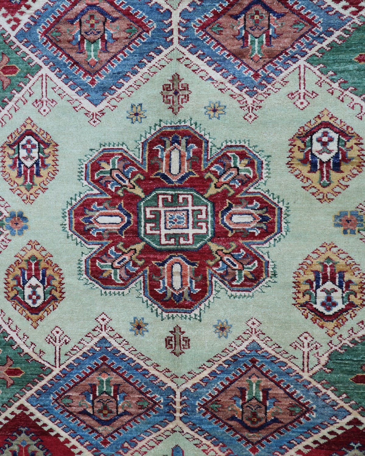 Qazaq Handmade Wool Carpet – Afghan Floral Geometric Design