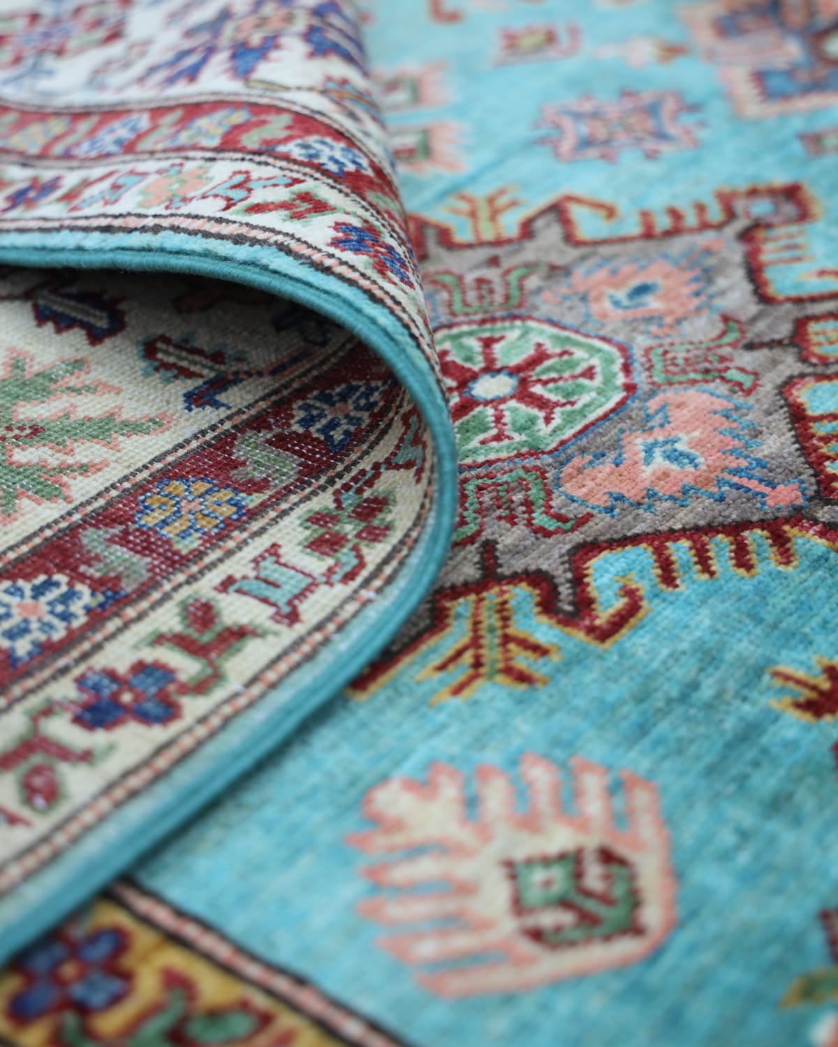 Rust Blue Heriz Rug – Hand Knotted Area Rug