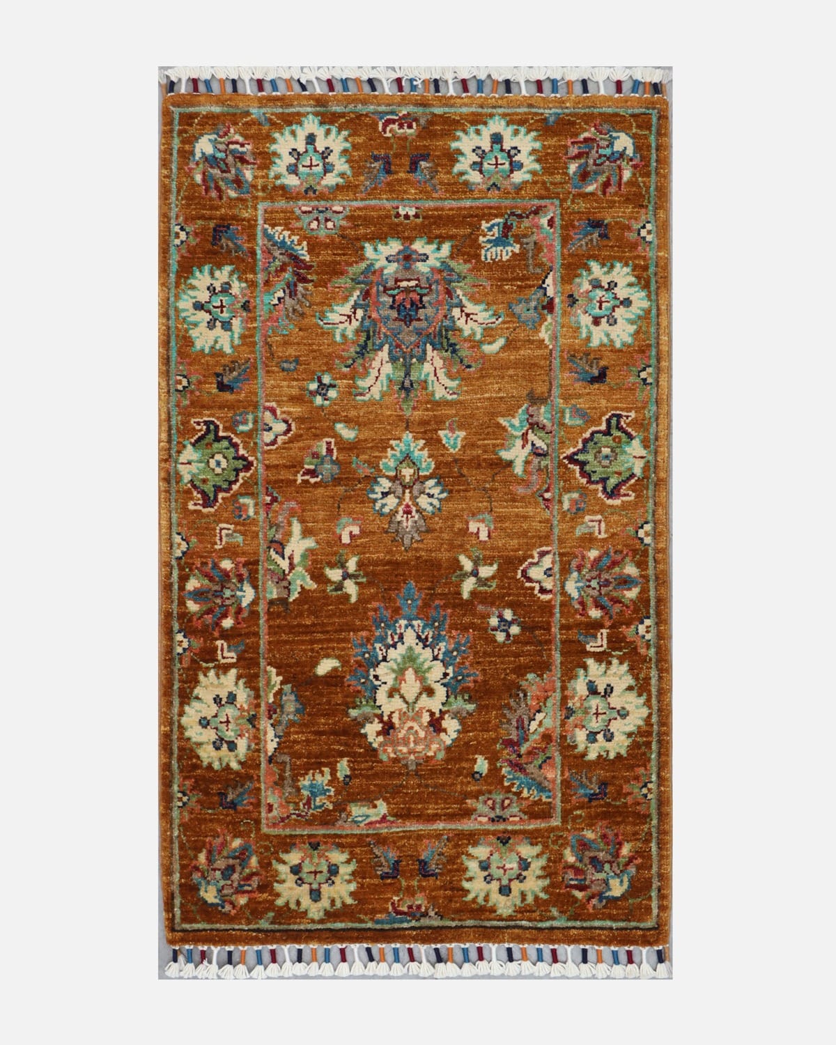 Handmade Wool Ziegler Rug, 1.96x2.95 ft (60x90 cm), Floral Design