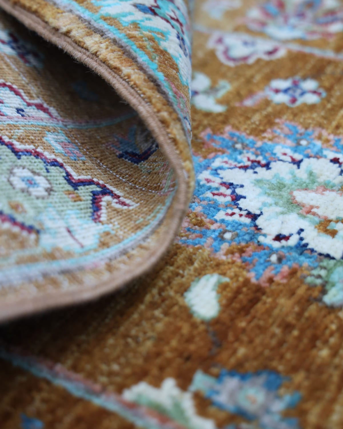 Handmade Wool Ziegler Rug, 1.96x2.95 ft (60x90 cm), Floral Design