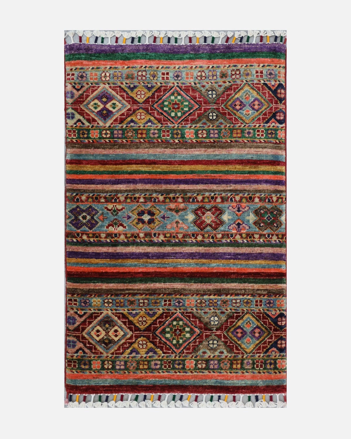 Khoorjin Wool Rug, Traditional Afghan Design, 1.96x2.95 ft (60x90 cm)