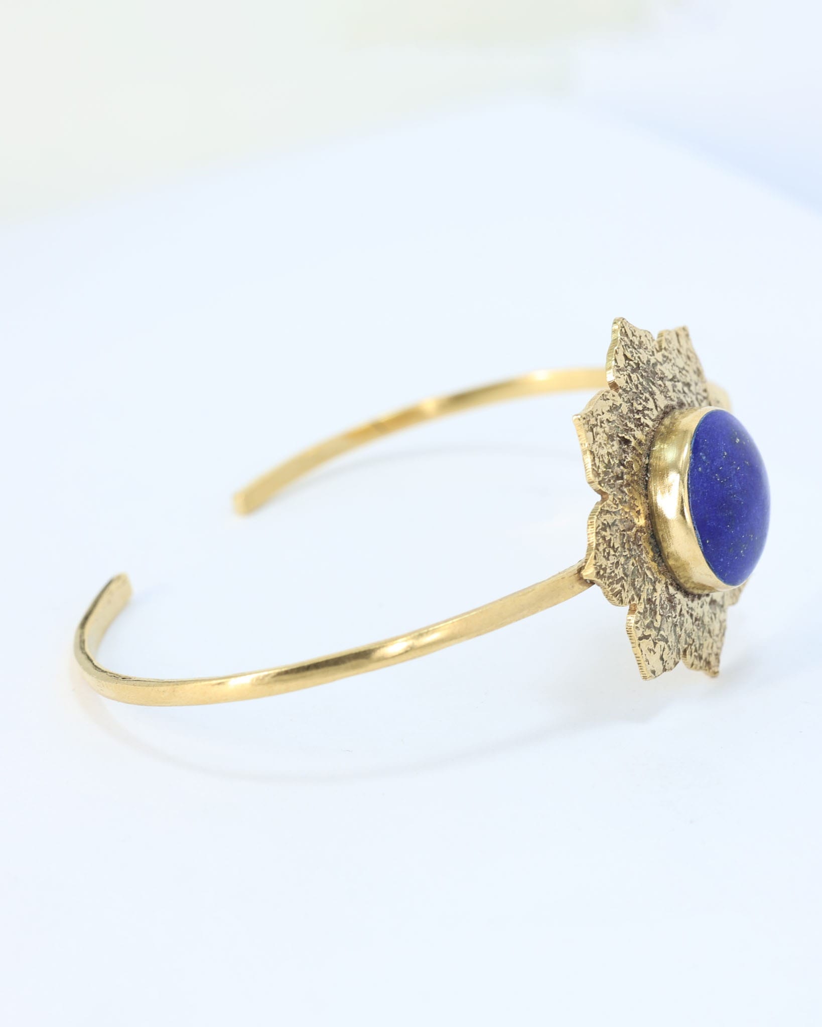 Shabnam Lapis Lazuli Gold  Bracelet – Handmade Afghan Floral Cuff