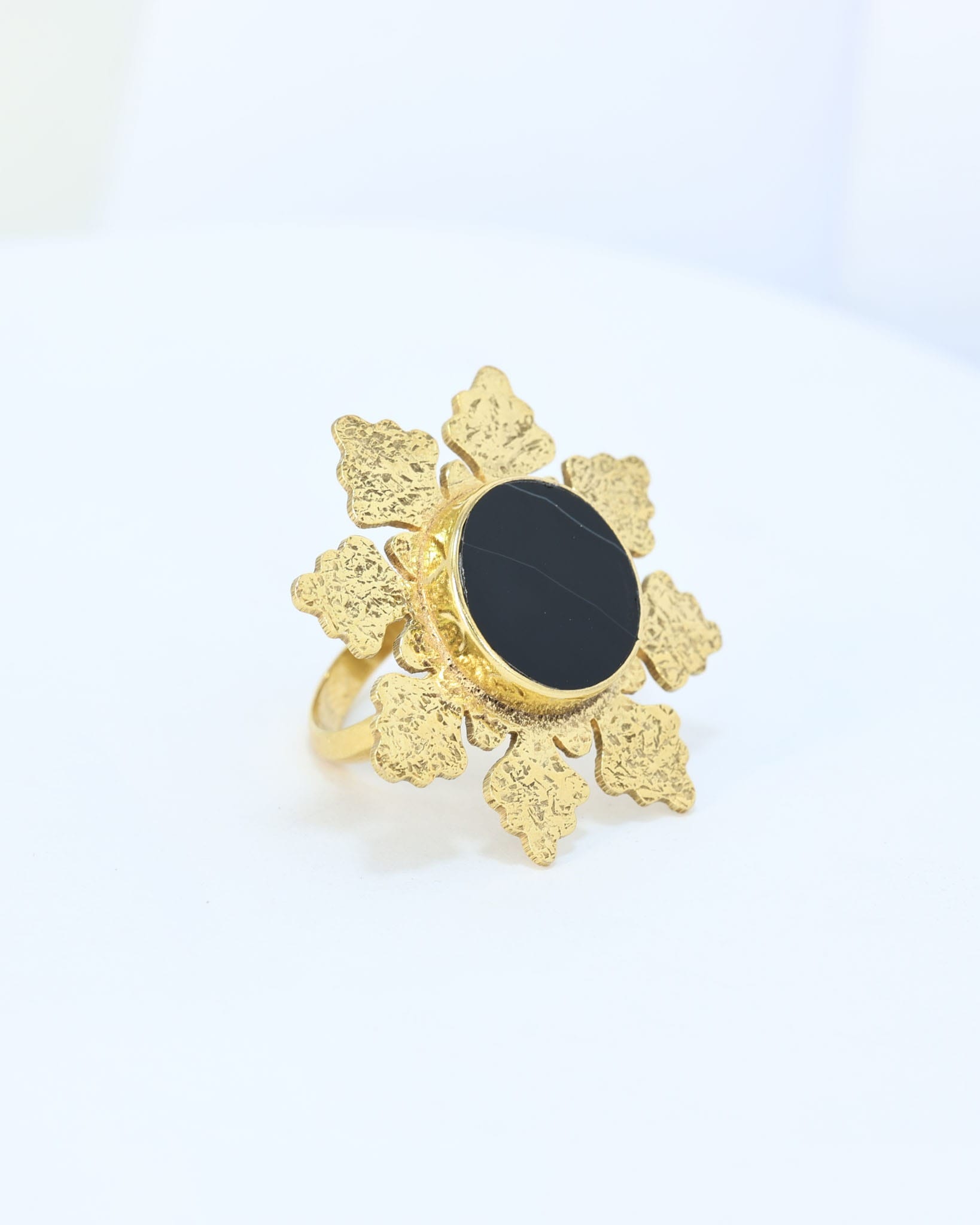 Black Agate Gold Ring