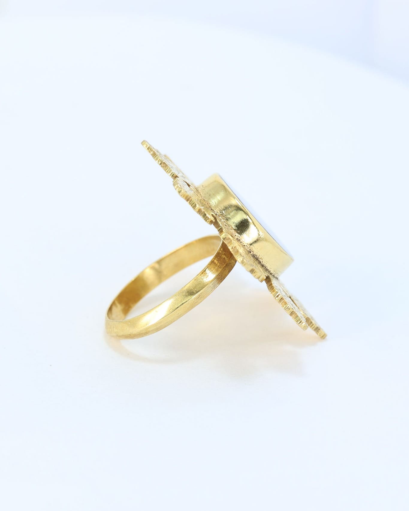 Black Agate Gold Ring