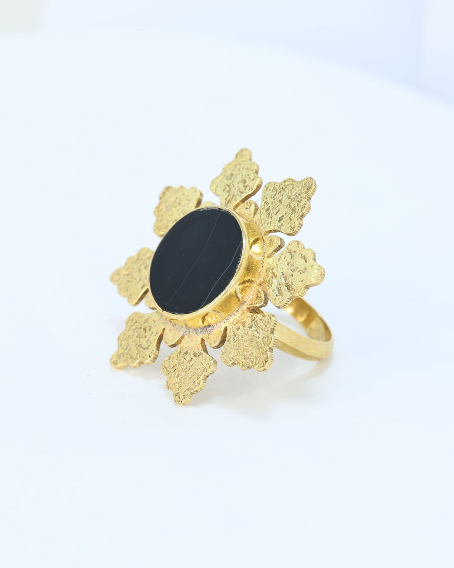 Black Agate Gold Ring