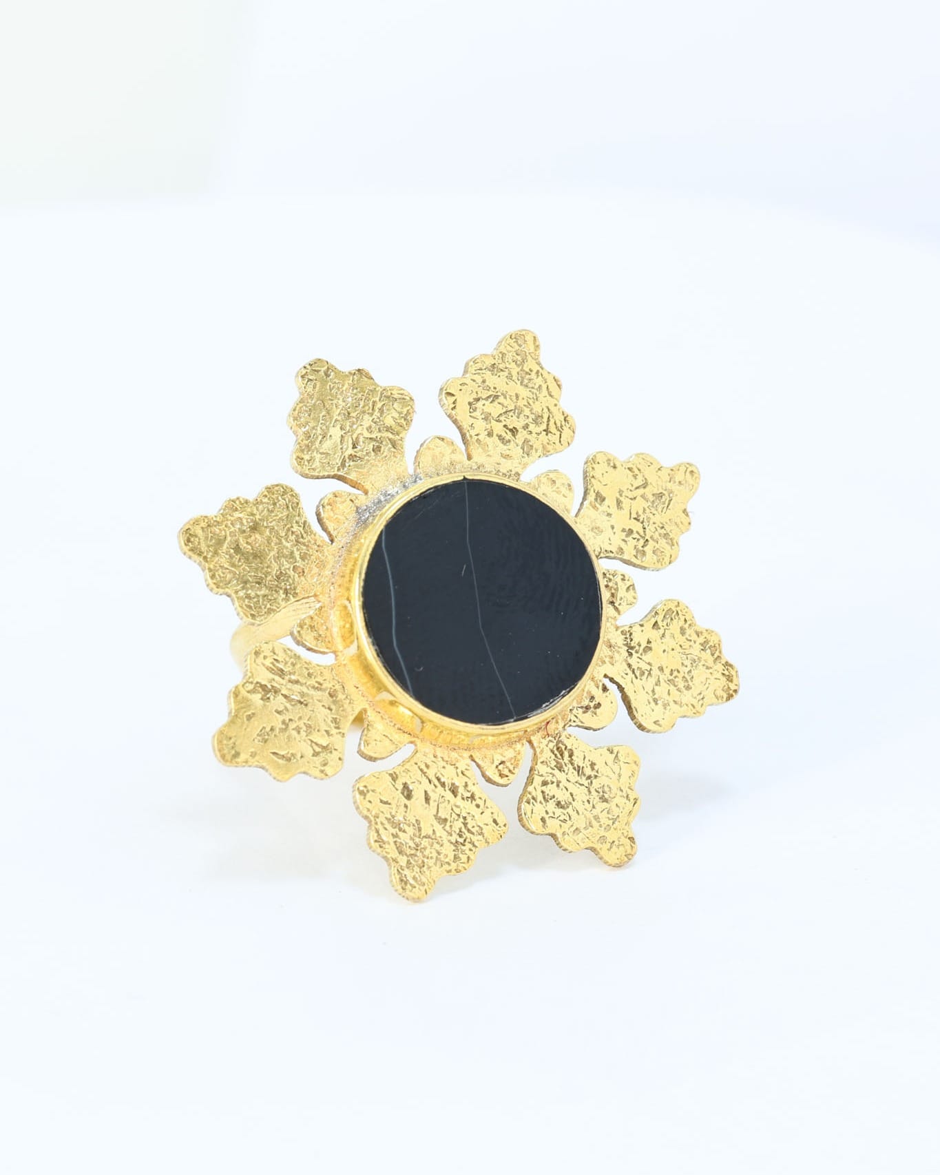 Black Agate Gold Ring