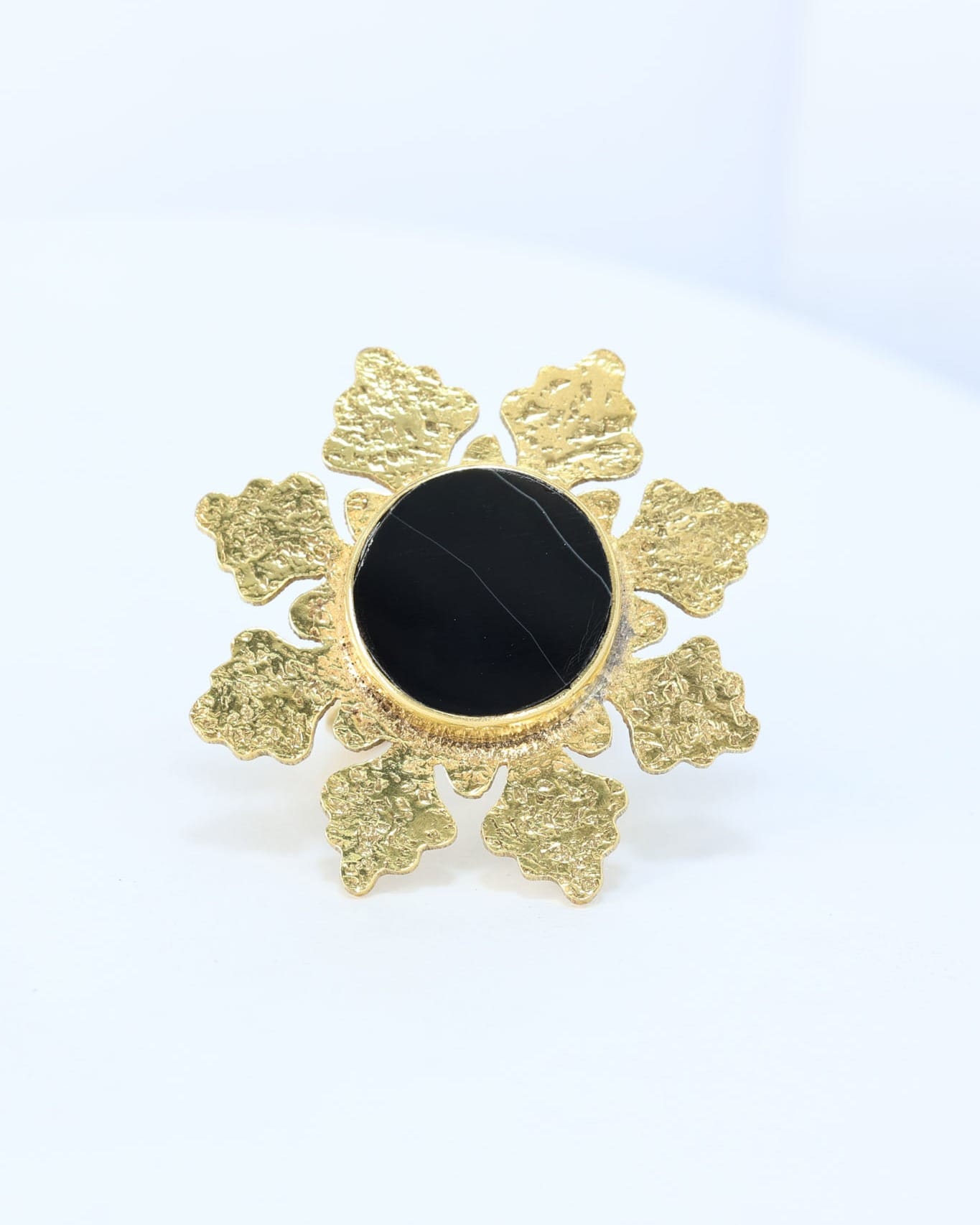 Black Agate Gold Ring