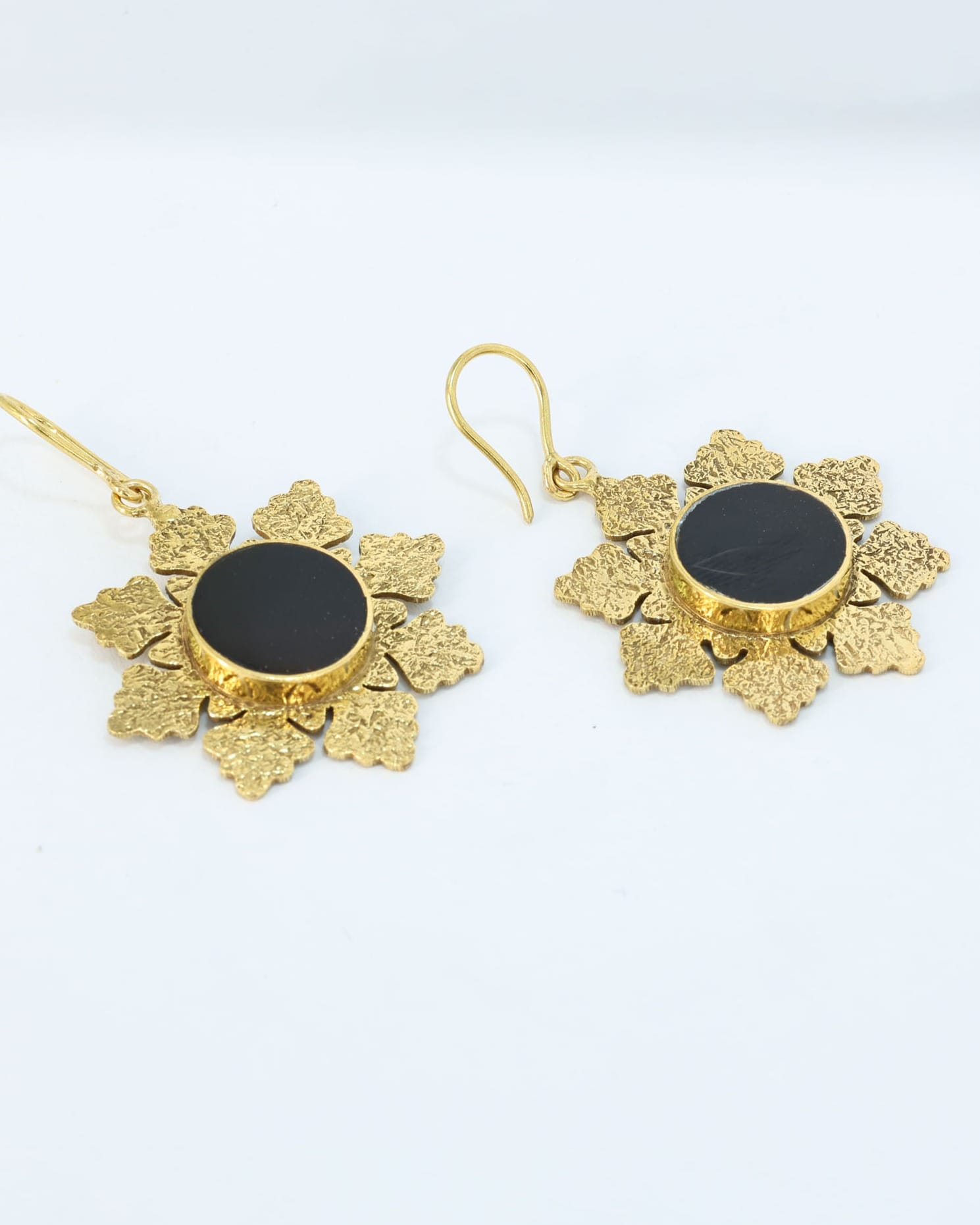 Shabnam Black Agate Gold Earrings