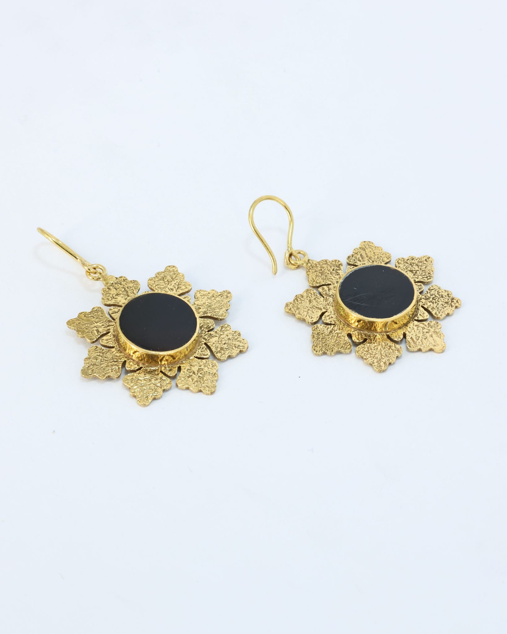 Shabnam Black Agate Gold Earrings