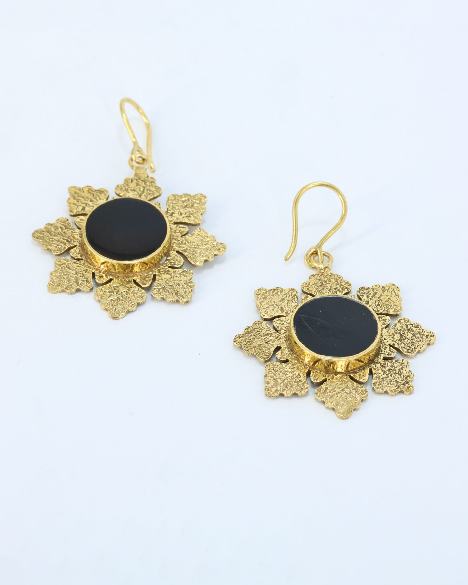 Shabnam Black Agate Gold Earrings