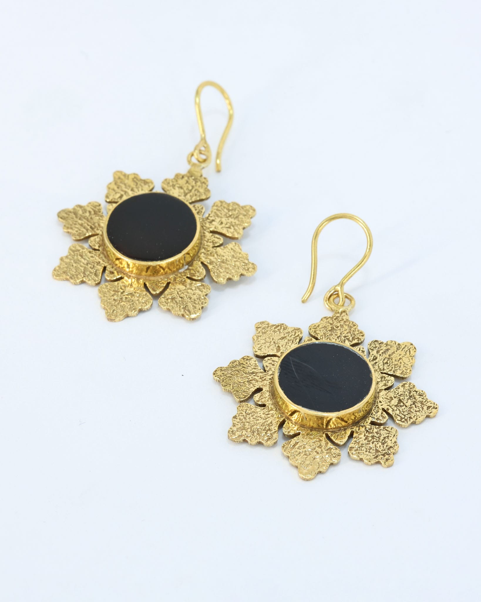 Shabnam Black Agate Gold Earrings
