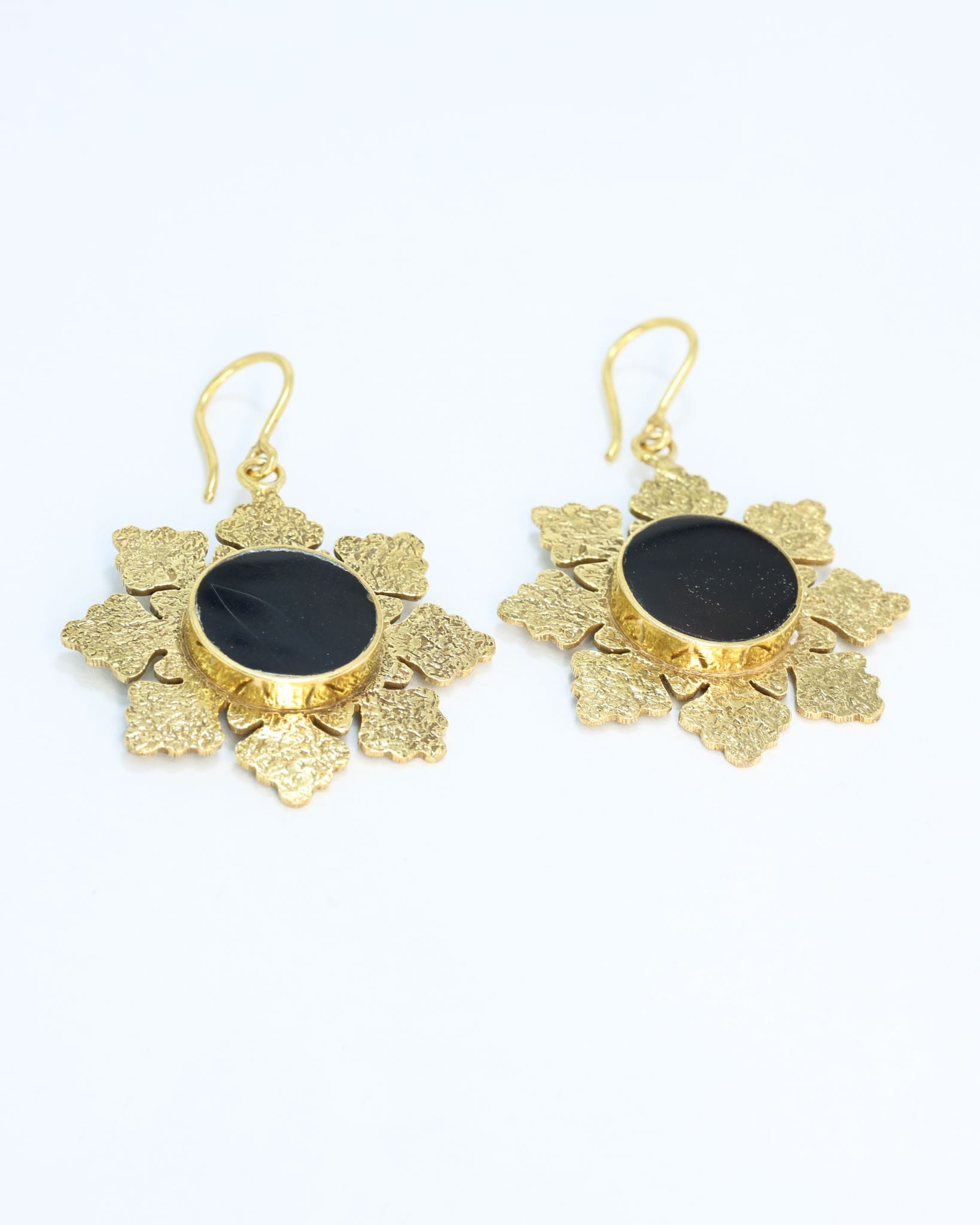 Shabnam Black Agate Gold Earrings