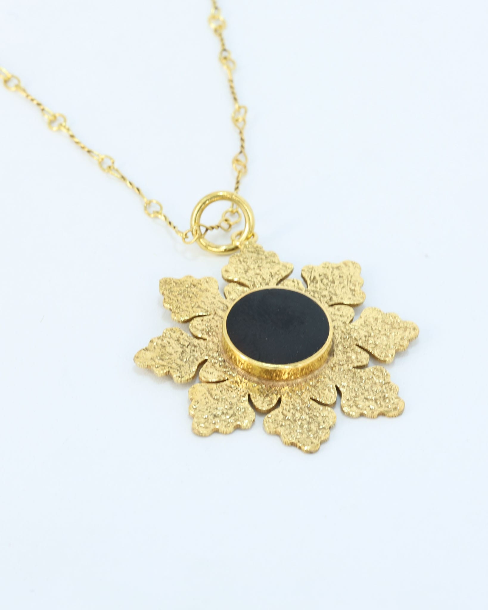 Shabnam Black Agate Gold Pendant Necklace