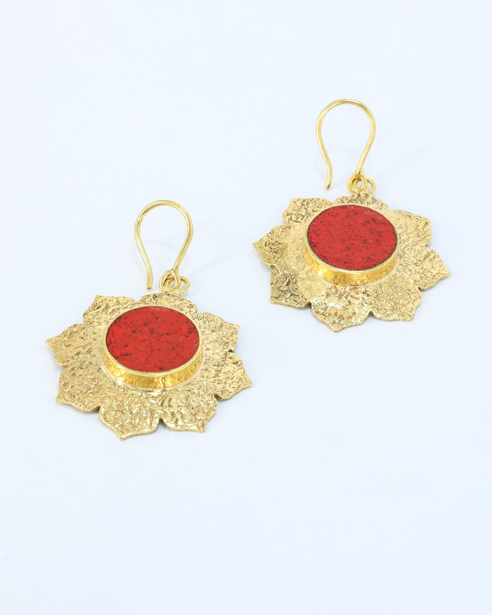 Red Stone Gold Earrings