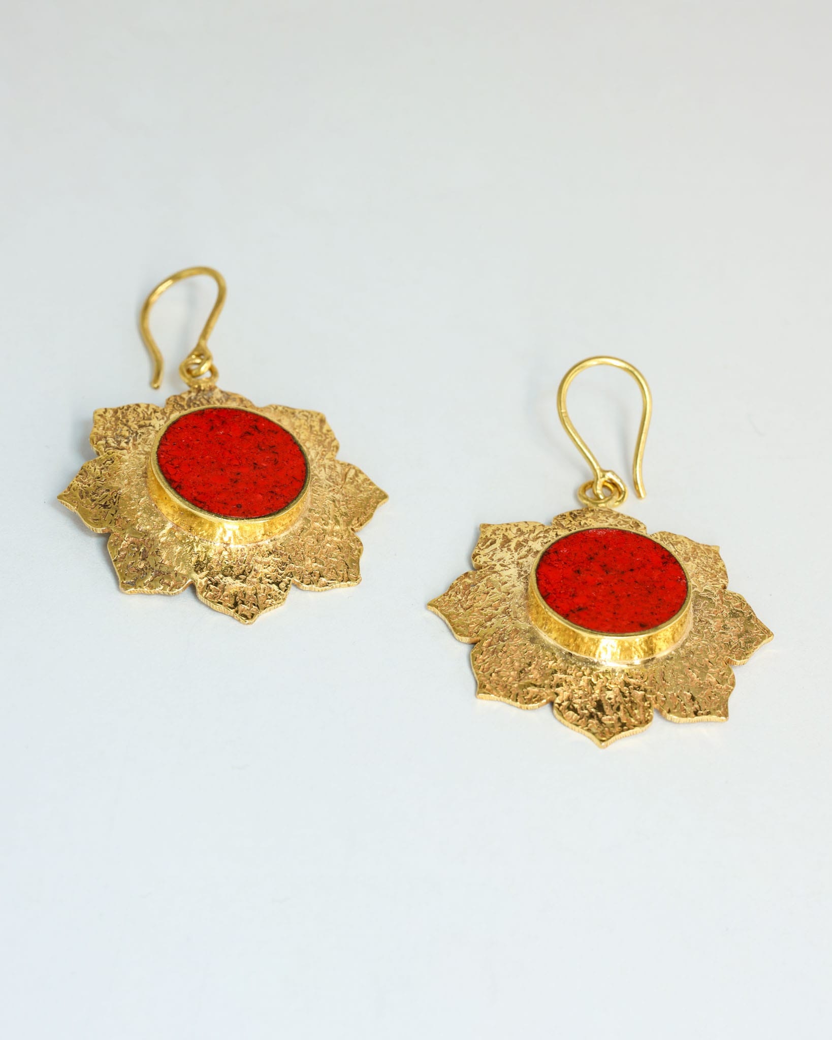 Red Stone Gold Earrings
