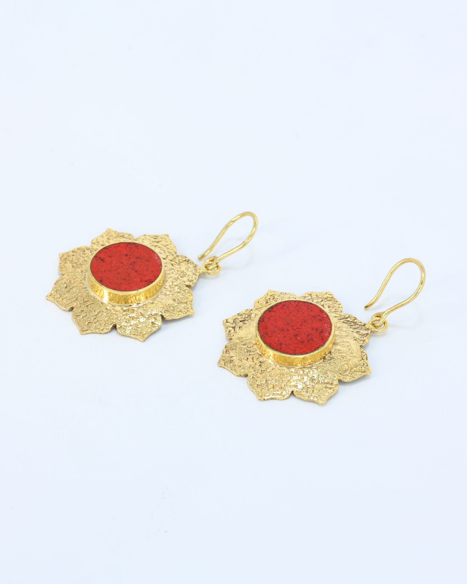 Red Stone Gold Earrings