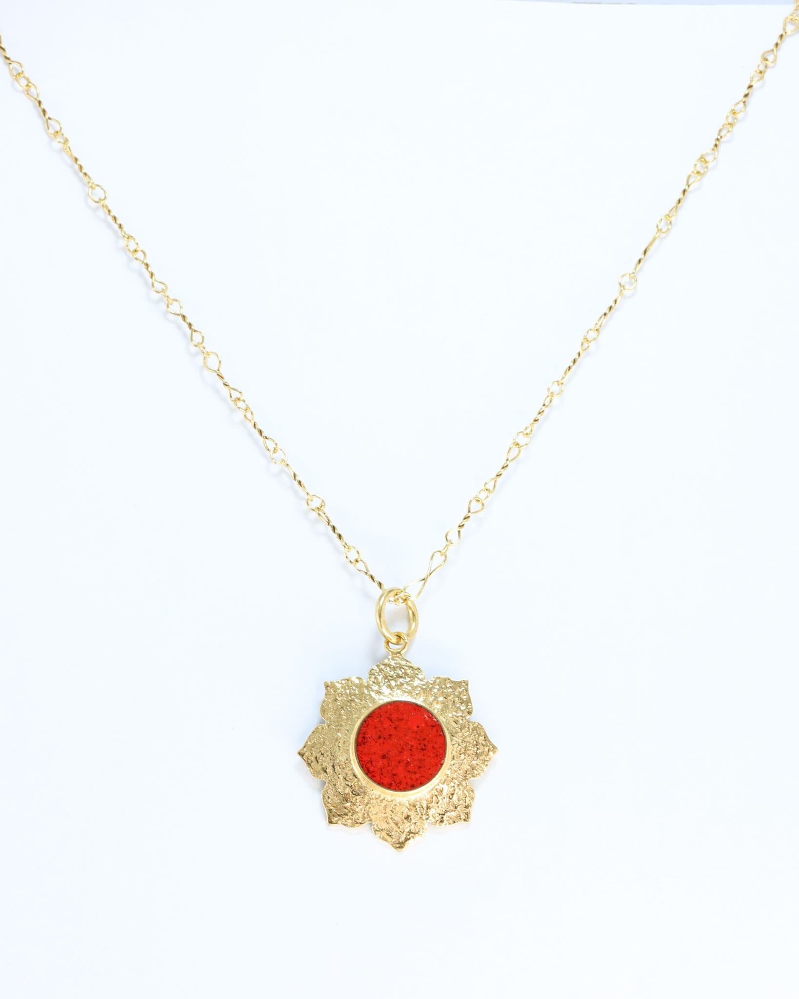 Red Stone Gold Plated Pendant Necklace