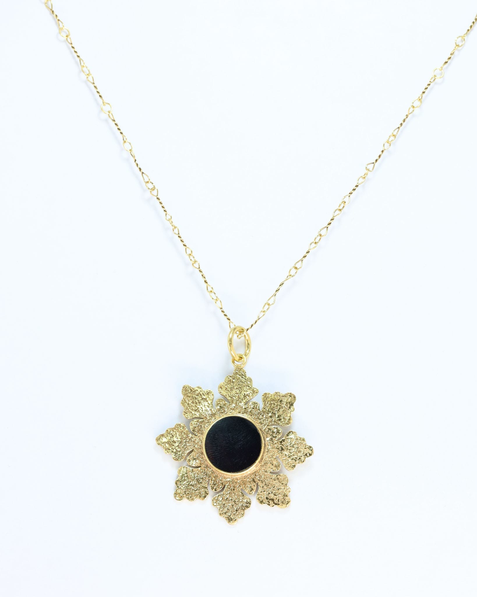 Black Stone Gold Plated Pendant Necklace